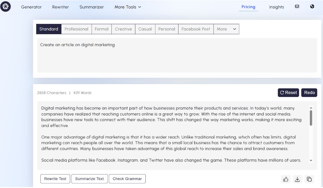 AI paragraph generator