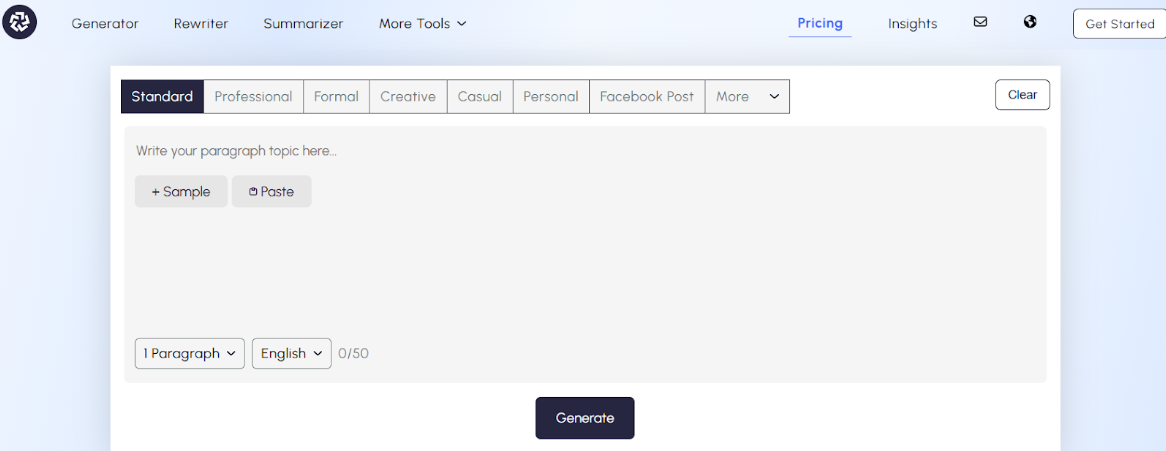 AI writing generator