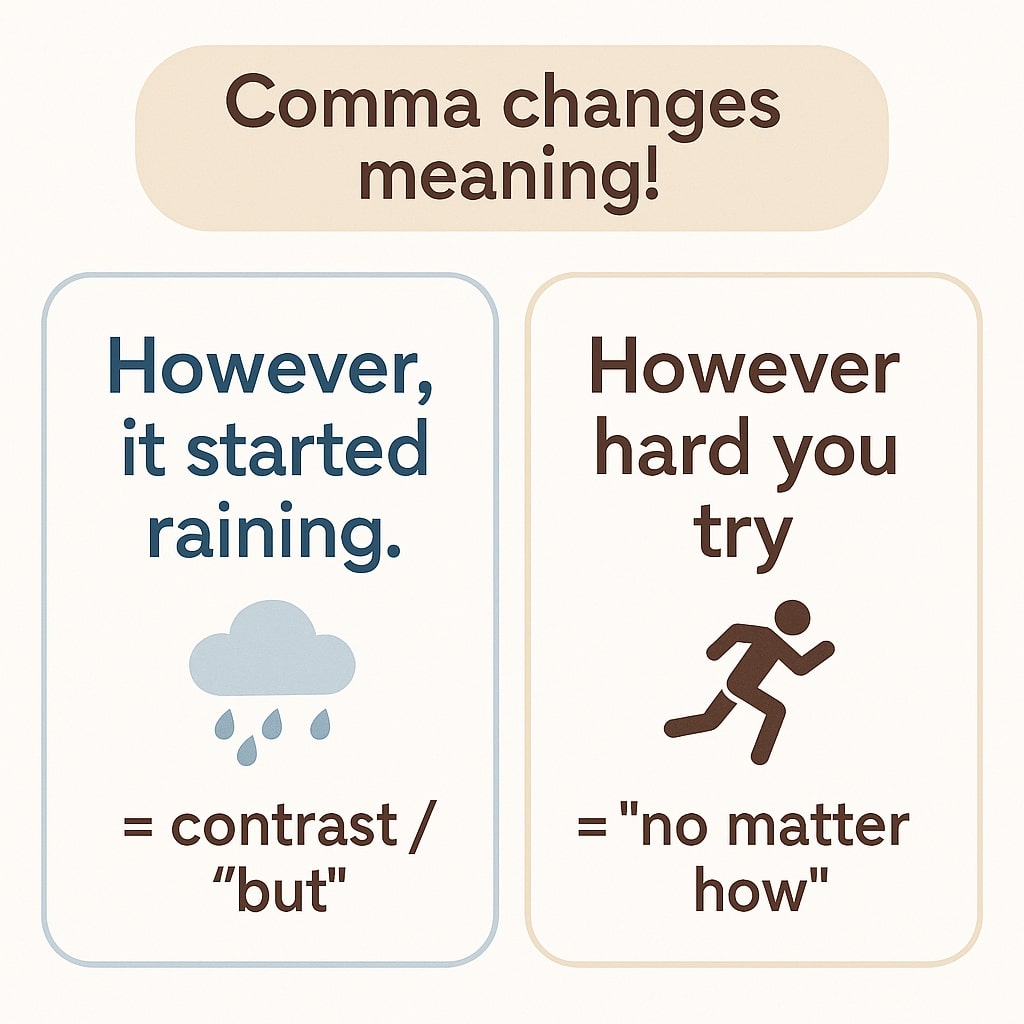 comma before and after however