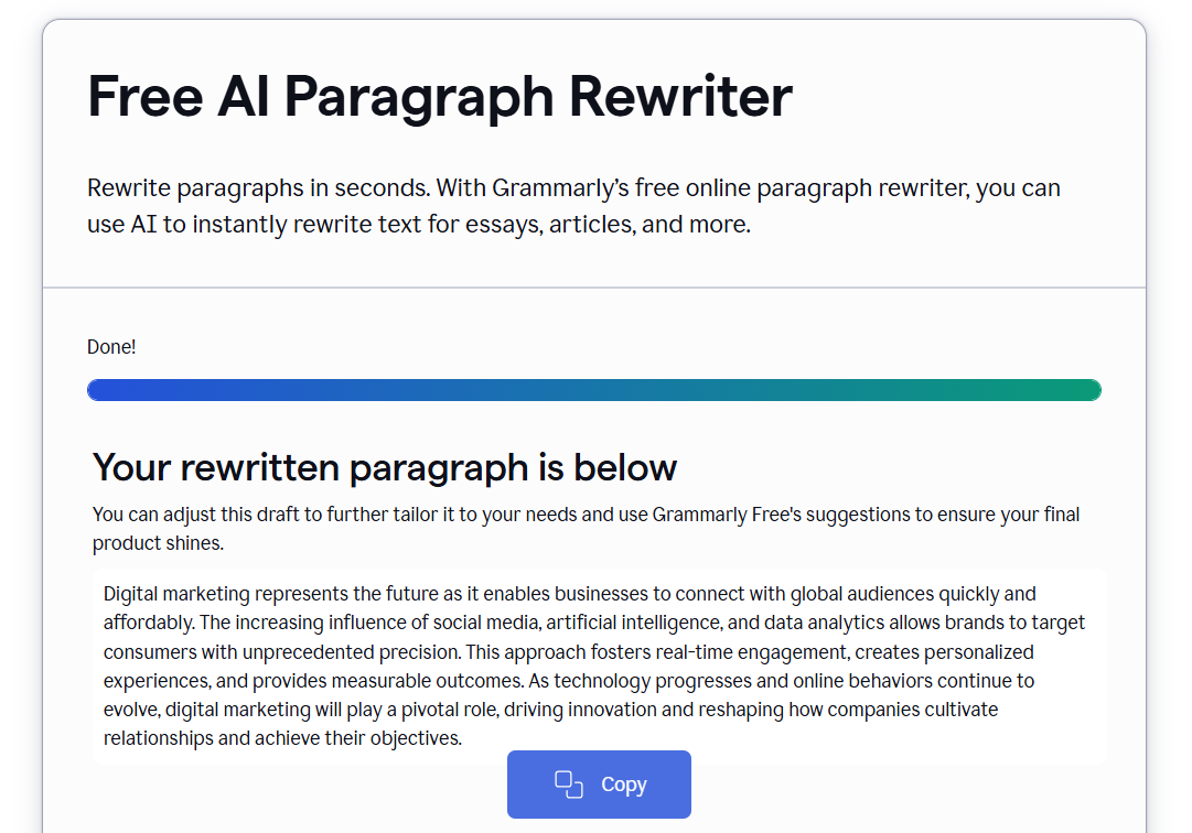 Grammarly paragraph rewriter