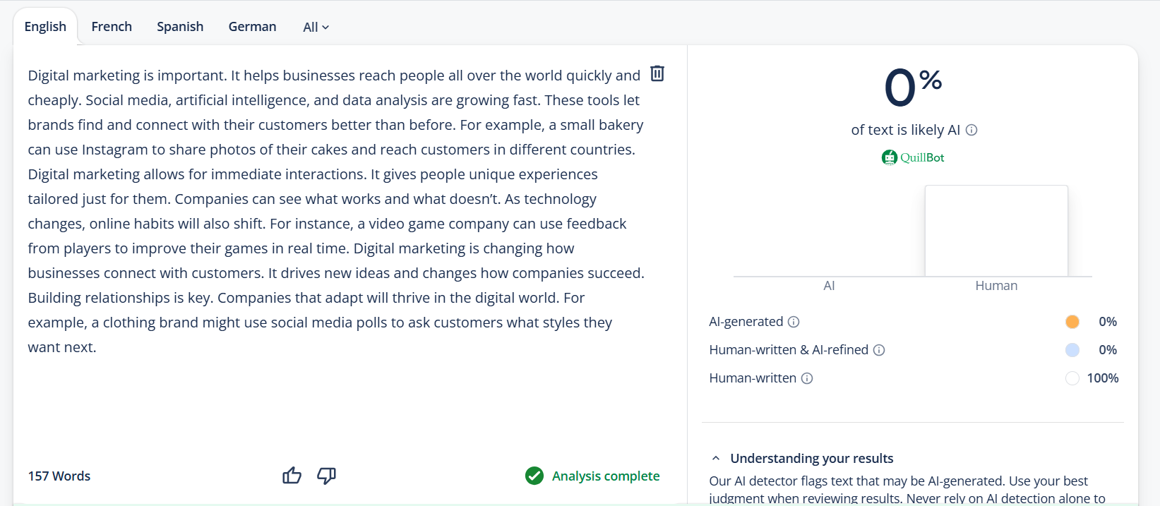 Quillbot AI detector
