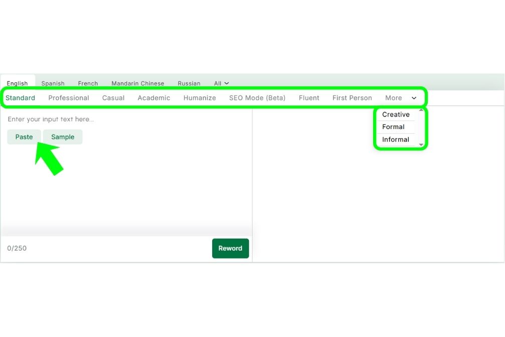 rewording tool modes
