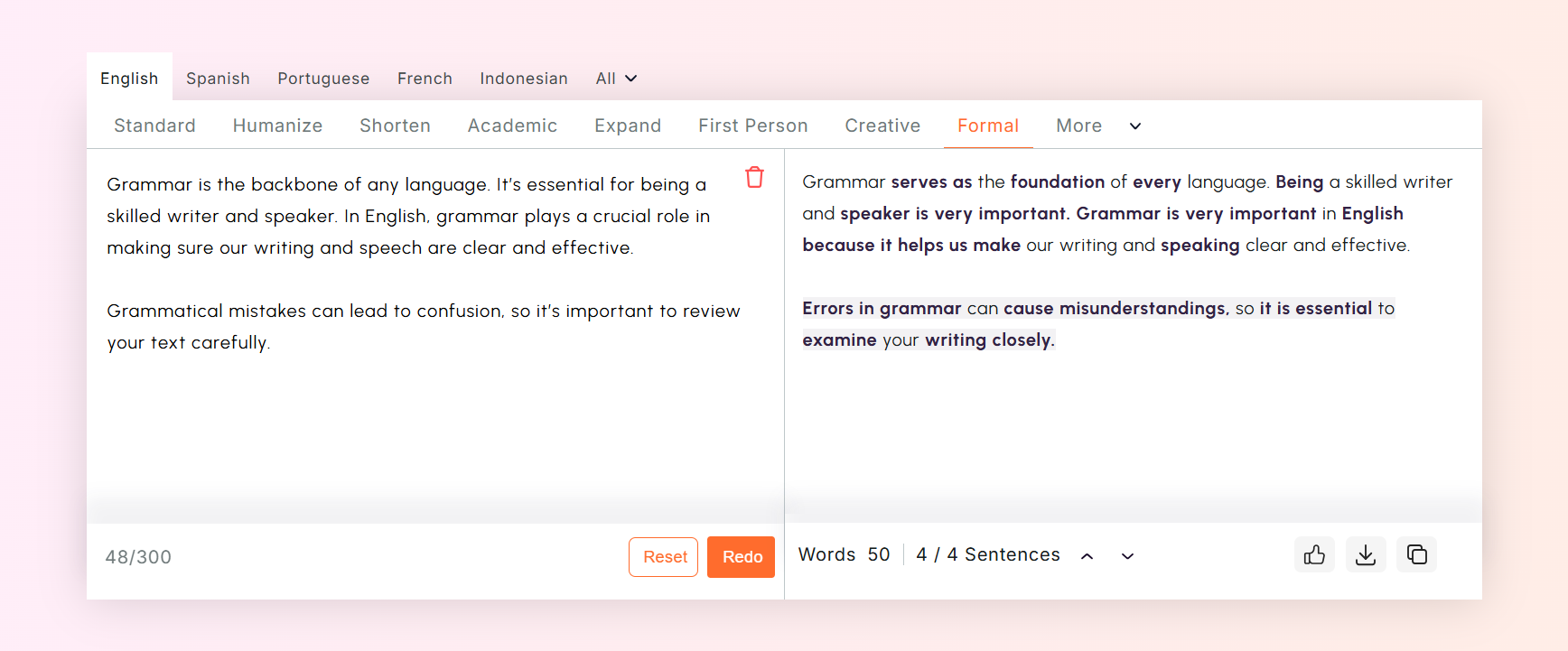 rewriteway paragraph rewriter tool result
