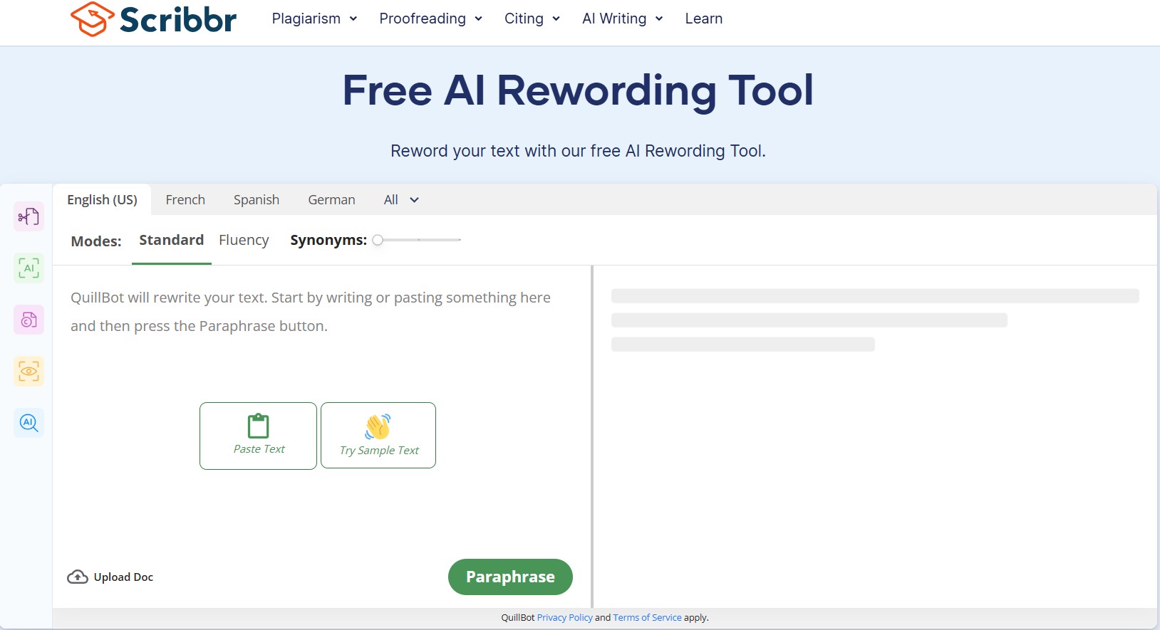 scribbr rewording tool