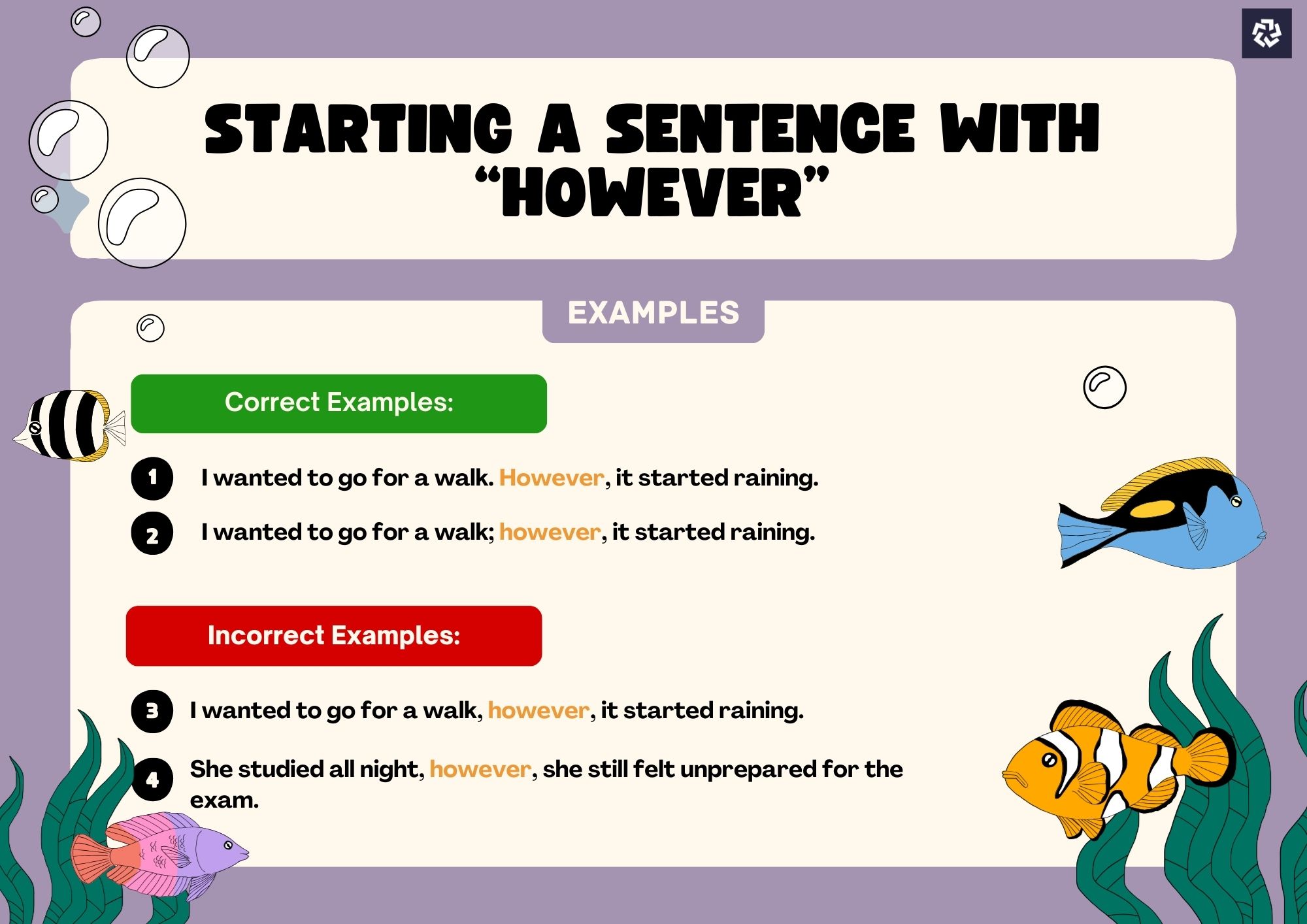 starting a sentence with however