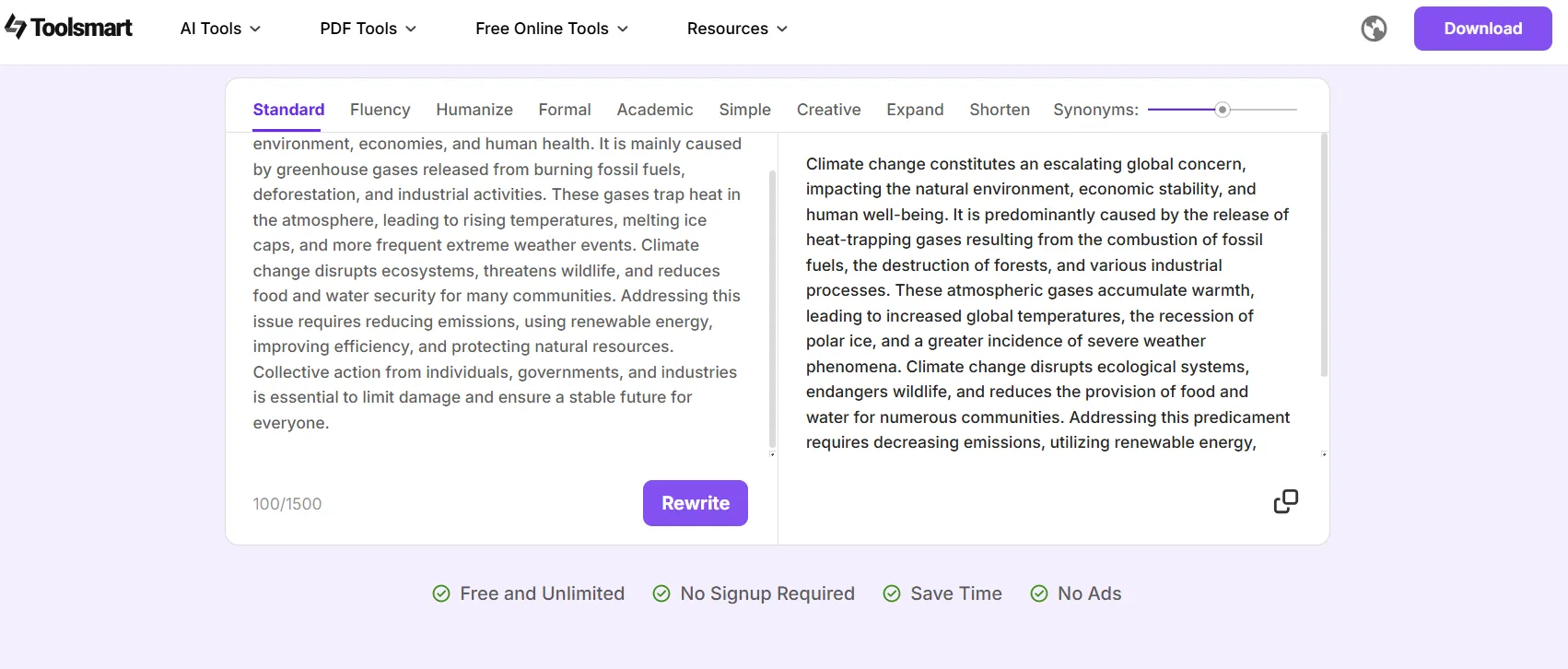 toolsmart rewording result