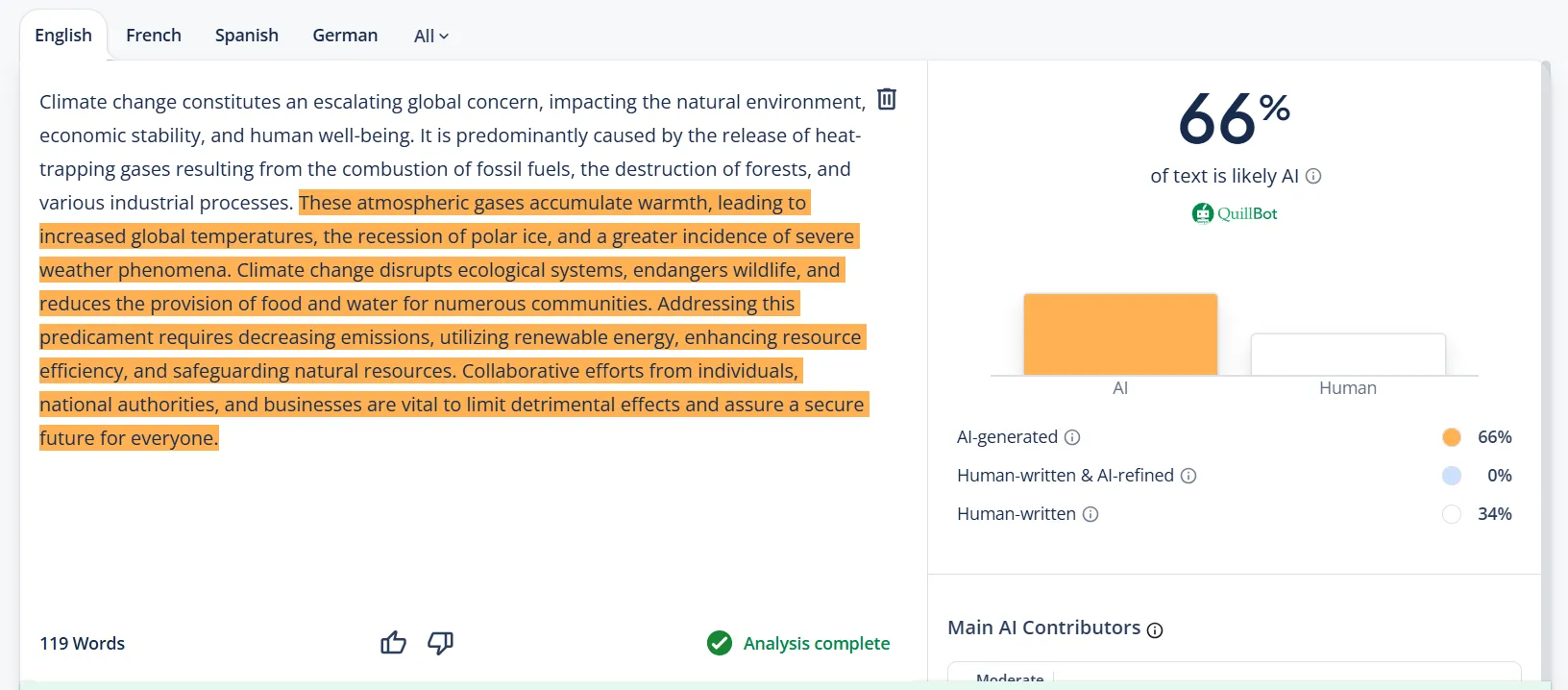 toolsmart ai detection result