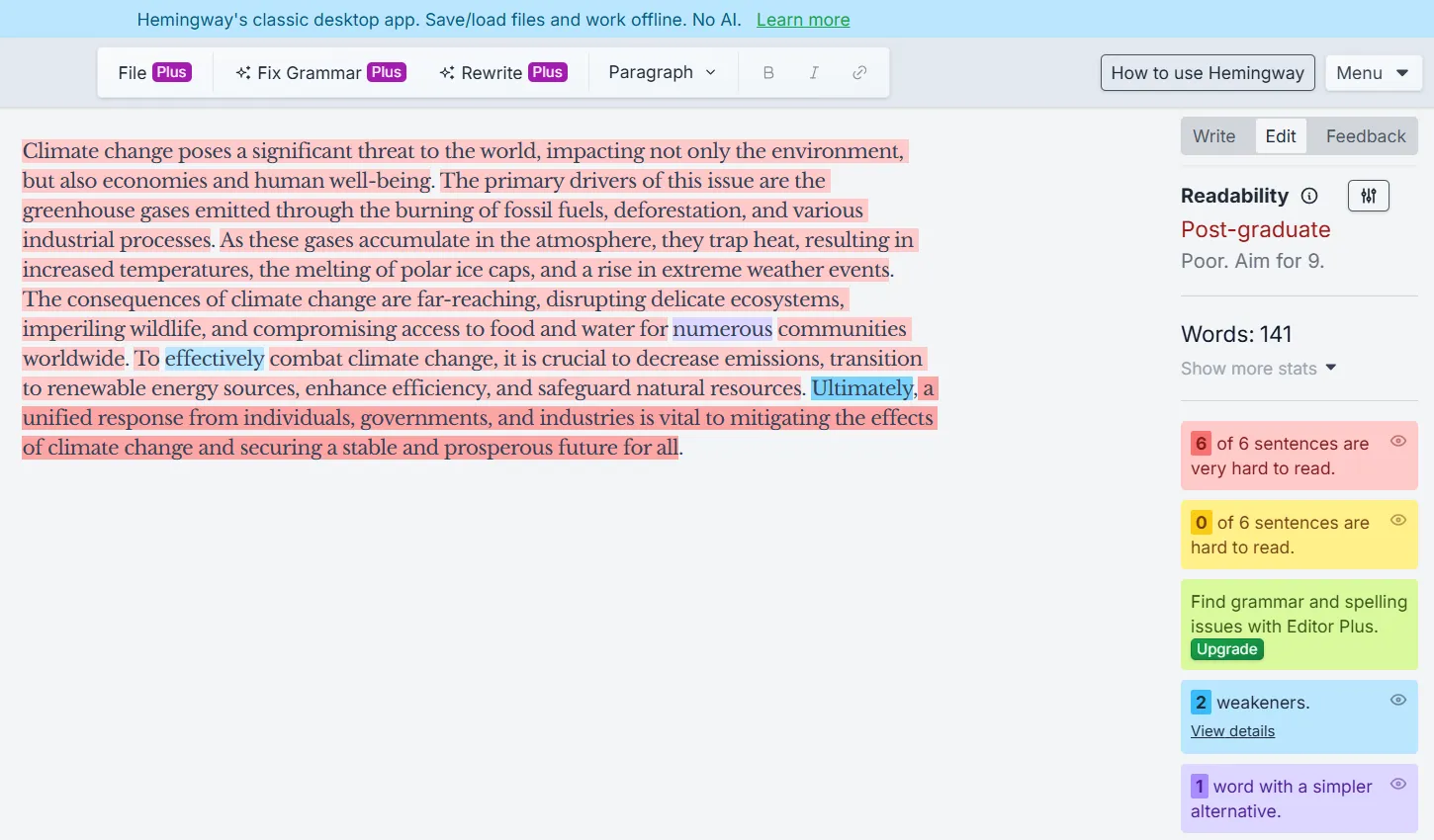 undetectableai text readability result
