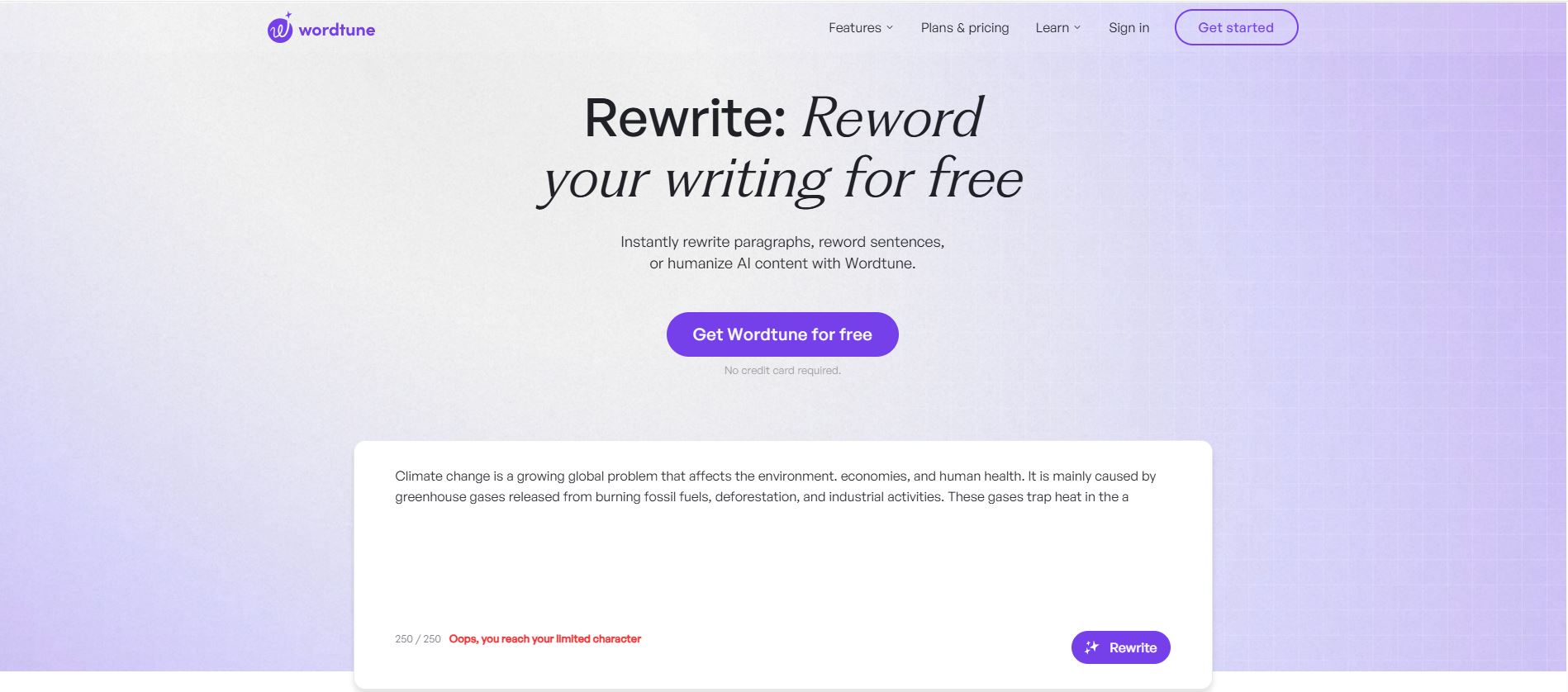 wordtune rewriting results